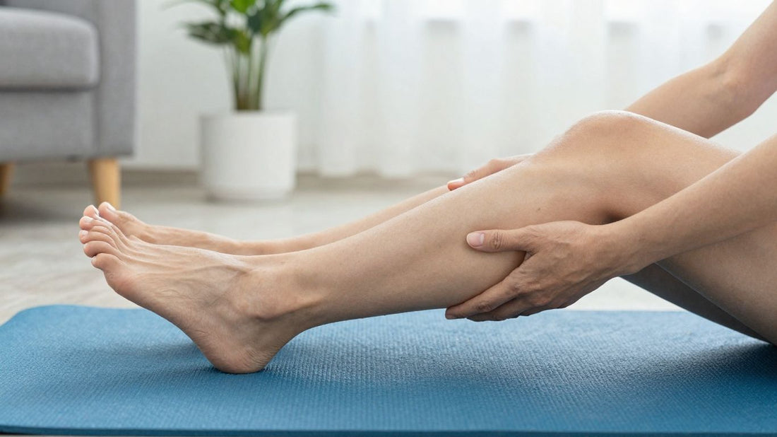 Person doing leg exercises at home for swelling relief.