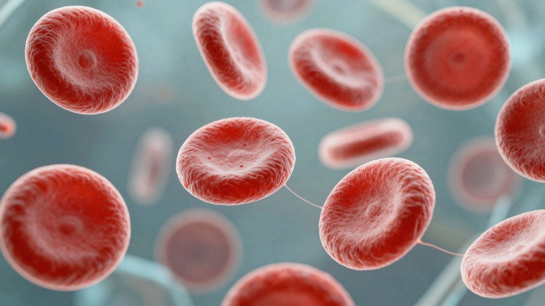 Healthy blood cells flowing, indicating enhanced blood flow and healing.