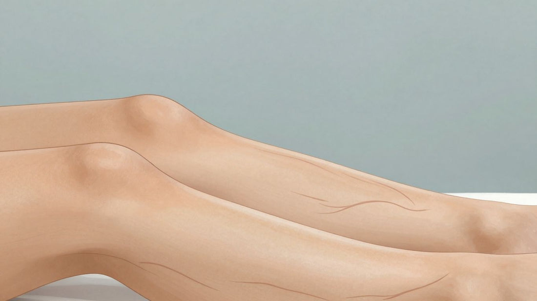 Legs with lymphatic fluid drainage illustration.