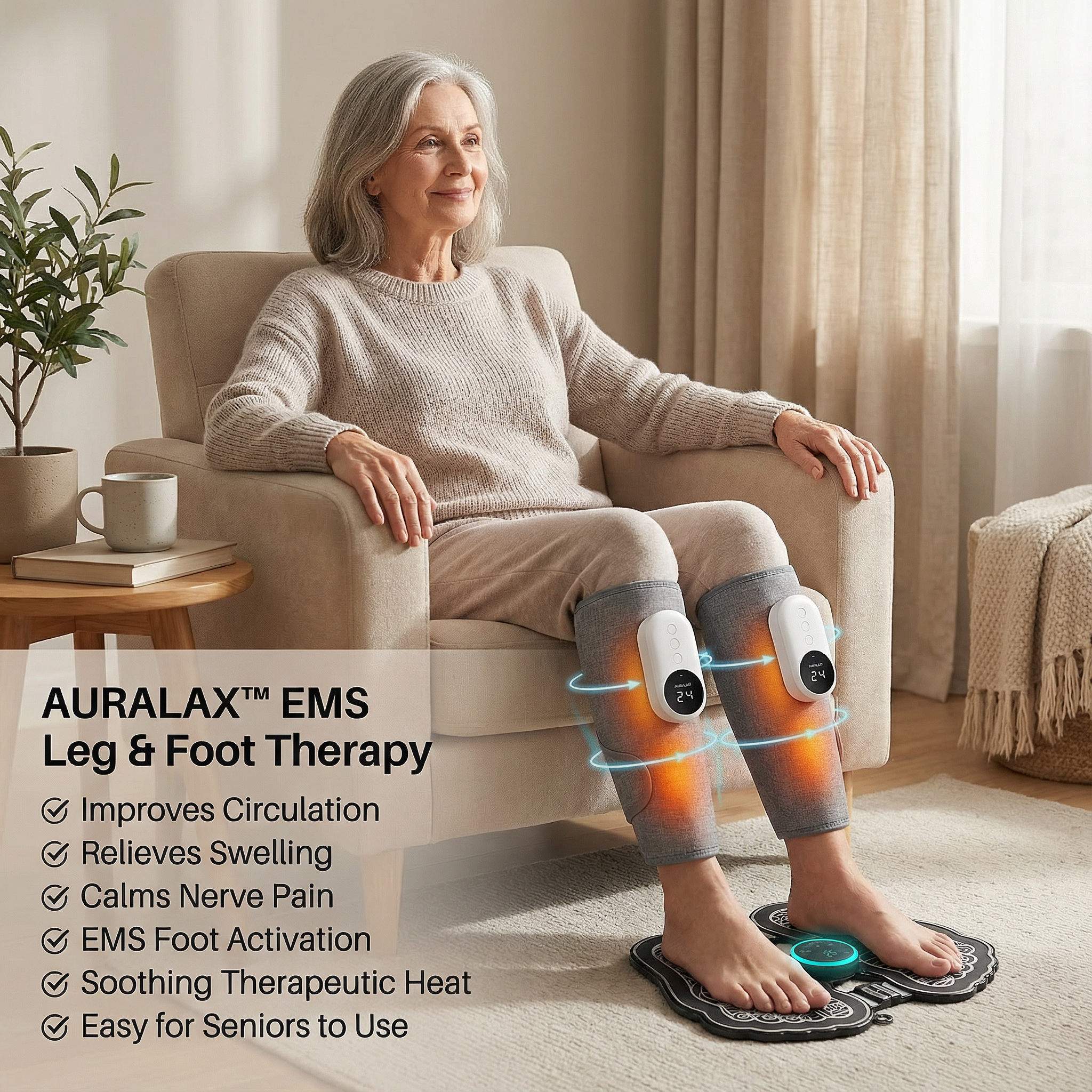 AURALAX™ Complete Leg Recovery Bundle | Circulation & Lymphatic Relief Kit | Bonus Calf Massager
