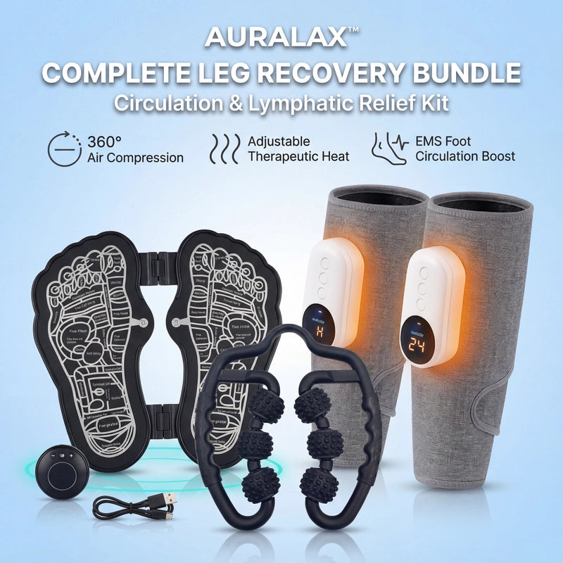 AURALAX™ Complete Leg Recovery Bundle | Circulation & Lymphatic Relief Kit | Bonus Calf Massager